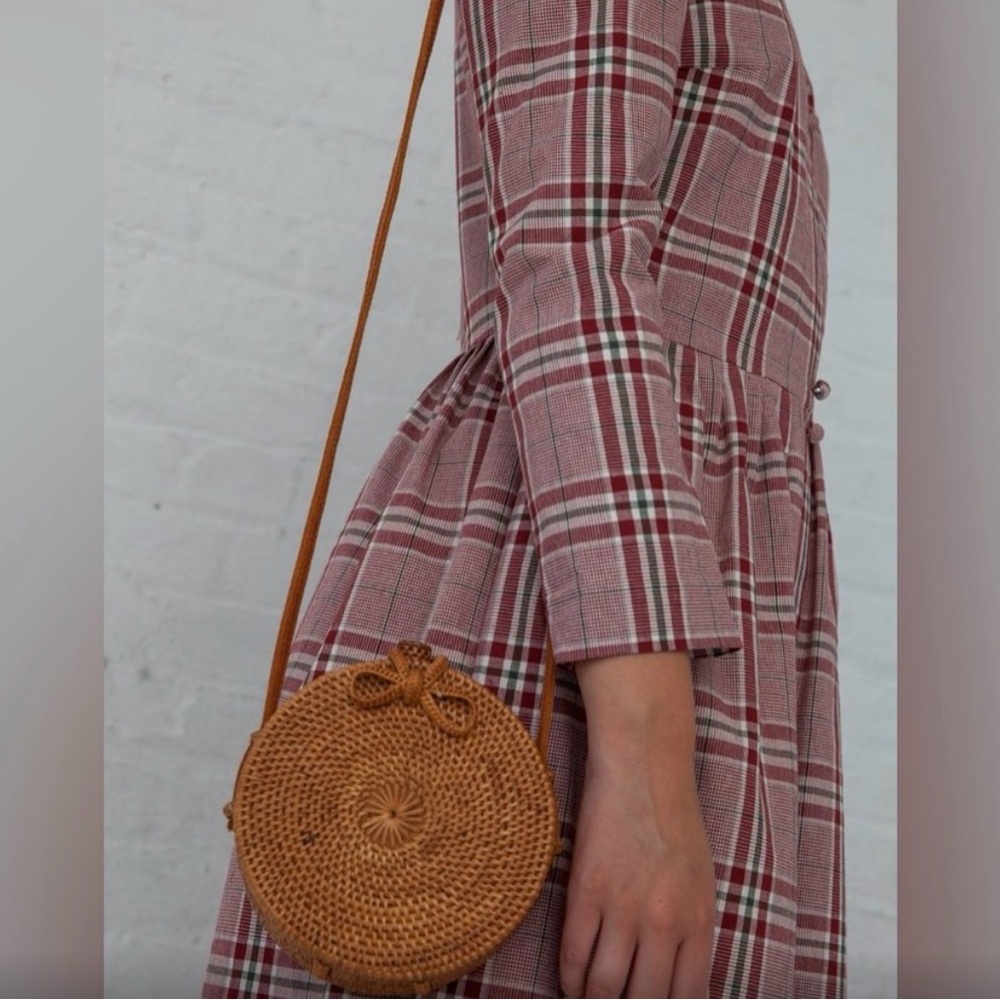 Brother Vellies Tan Woven Round Bag